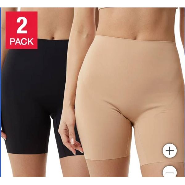 Layer Zero Women’s Shaping Nylon Shorts with Laser Cut, Black & Dark Beige L/G