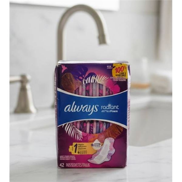 Always Radiant With FlexFoam Sanitary Pads 42 Count, Neon Vibes Collection