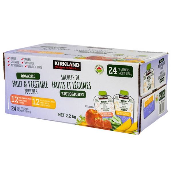 Kirkland Organic Fruit and Vegetable Pouches, 24-Count x 90g