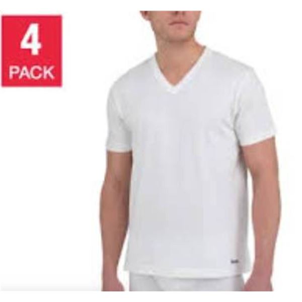 Kenneth Cole New York Cotton Stretch V-Neck T-Shirts, 4 Pack, M/M
