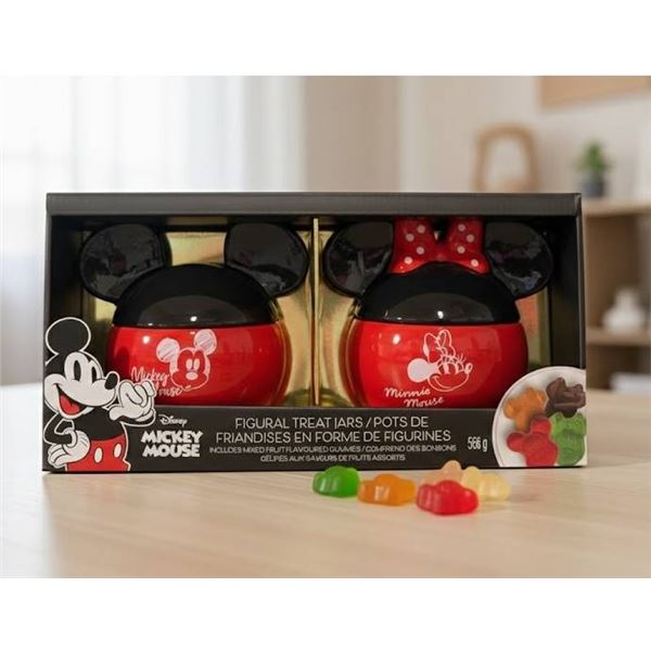 Disney Mickey and Minnie Mouse Figurine Treat Jars Set, 566g