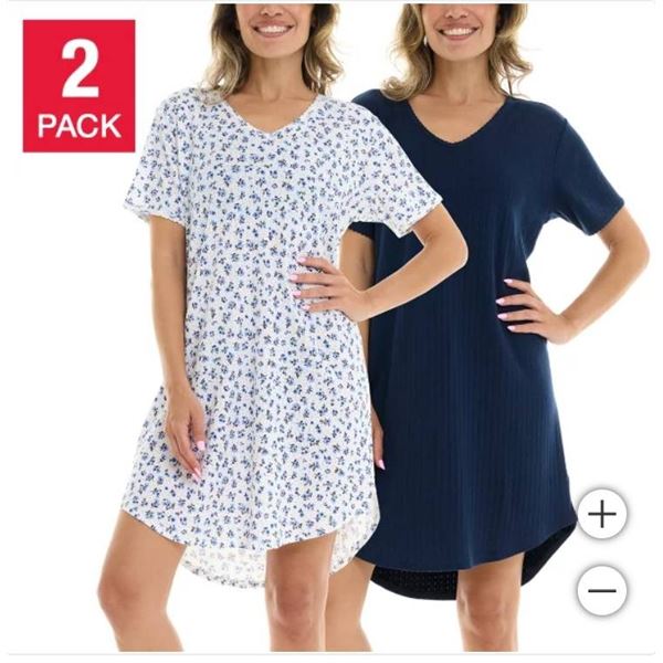 Flora Nikrooz Women’s 100% Cotton Sleep Dress, 2-pack Size Medium