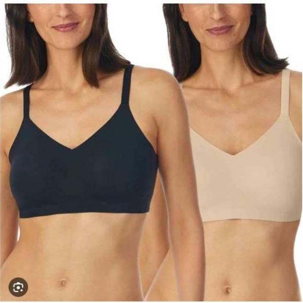 Halston 2-Pack L/G Seamless Bras in Black and Neutral Color Size Large