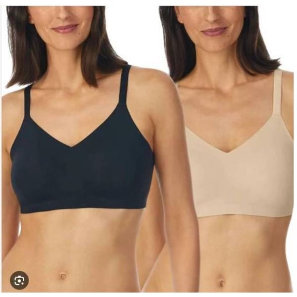Halston 2-Pack Seamless Bra S/P Size in Black and Nude Size Small