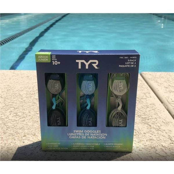 TYR Junior Swim Goggles 3-Pack for Ages 10+