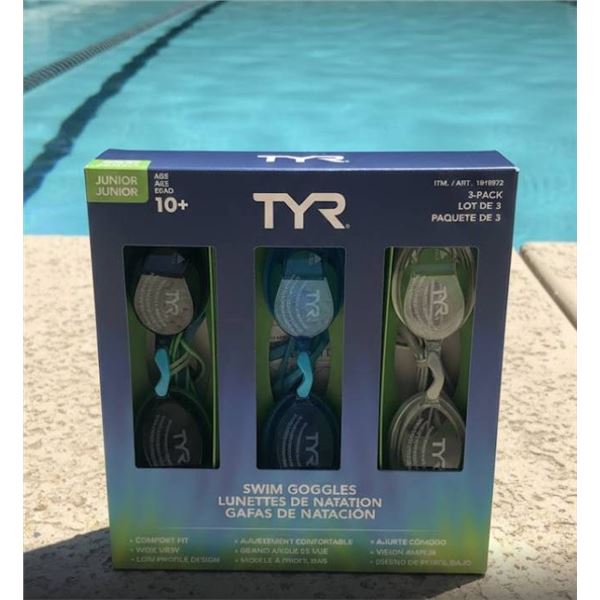 TYR Junior Swim Goggles Set of 3 for Ages 10+