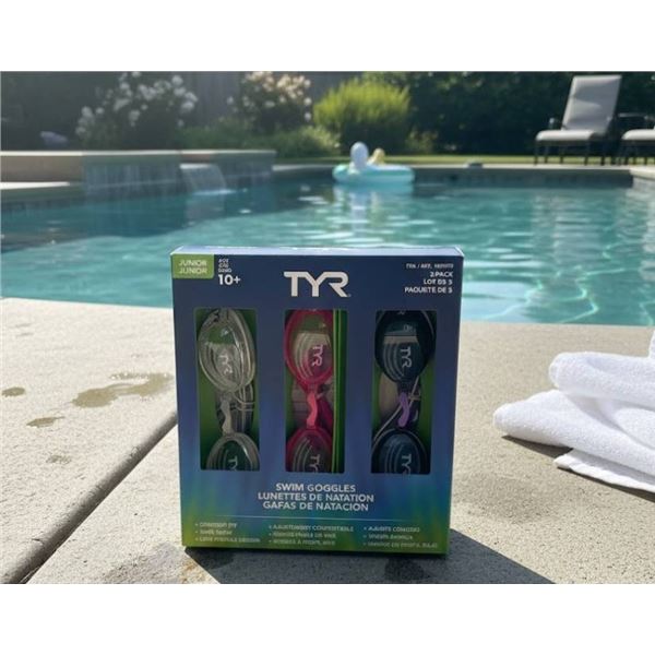 TYR Junior Swim Goggles 3-Pack, Age 10+