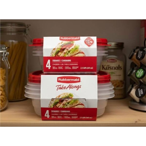 Lot of 2 – Rubbermaid TakeAlongs Food Storage Containers, Set of 4 x 2.9 Cup