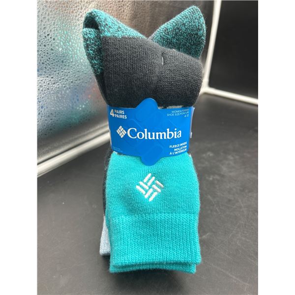 Columbia Women’s Blue Fleece Lined Socks: 4 Pairs / Shoe Size 4-10
