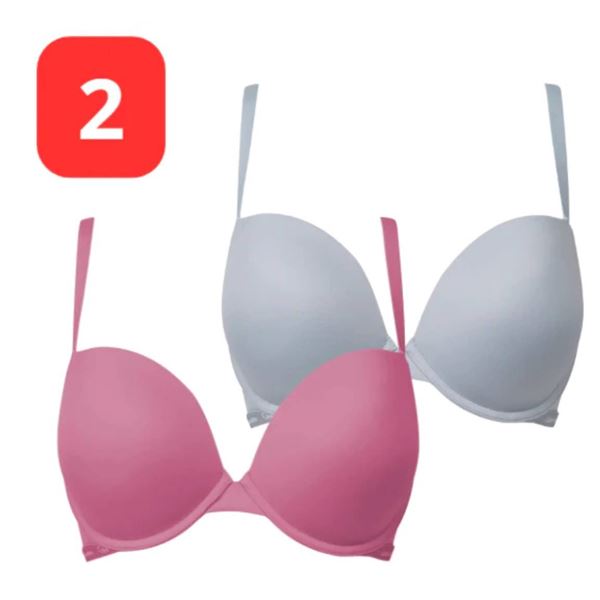 Calvin Klein 2-Pack Push Up Plunge Bra, Size 34D, Microfiber Stretch