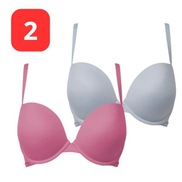 Calvin Klein 2 Pack Push Up Plunge Bra, Microfiber Stretch, Size 38D