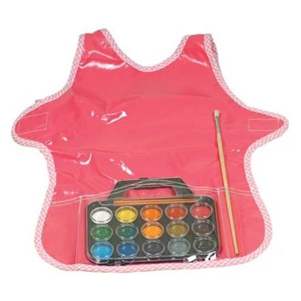 Red Minene Apron With Paint Palette and Brush
