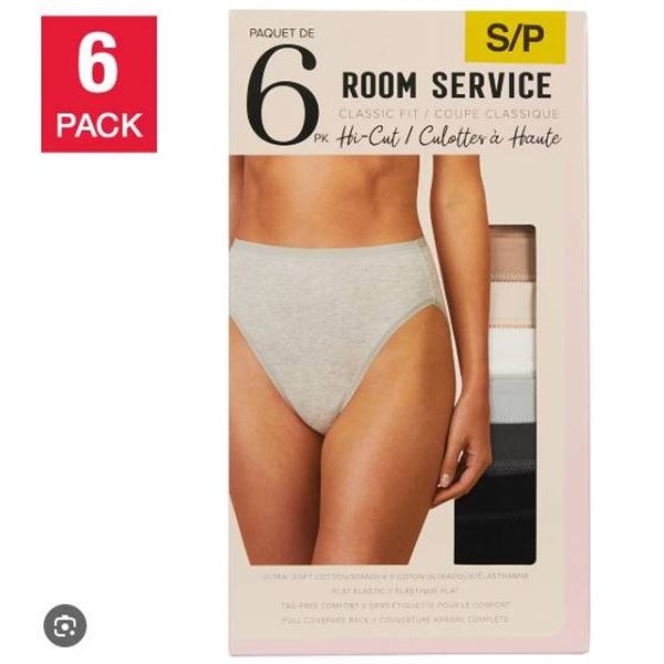 Room Service Hi-Cut 6-Pack Women’s Underwear, S/P, Multi-Color