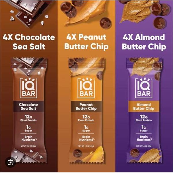 IQ Bar Variety Pack – 18 Protein Bars Assortment