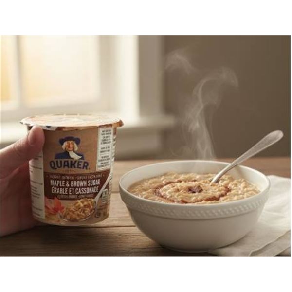 Quaker Instant Oatmeal, Maple and Brown Sugar, 12 x 48g Cups