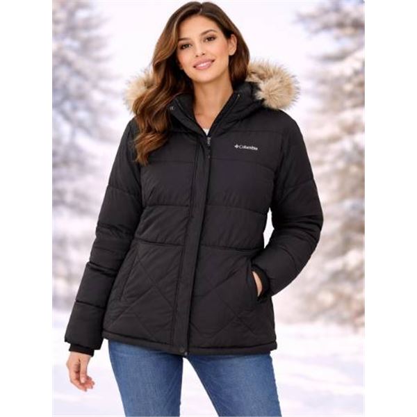Columbia Sportswear Company Black XXL Jacket with Fur-Trimmed Hood