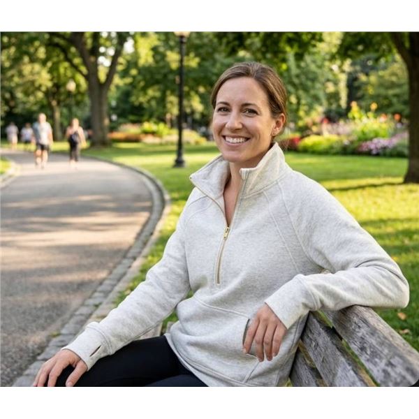 Danskin Women’s Half-Zip Sweater S/P, Beige