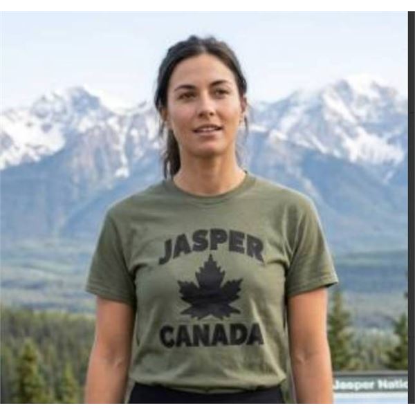 Gildan Heavy Cotton Green T-Shirt, Jasper Canada Design, Size S