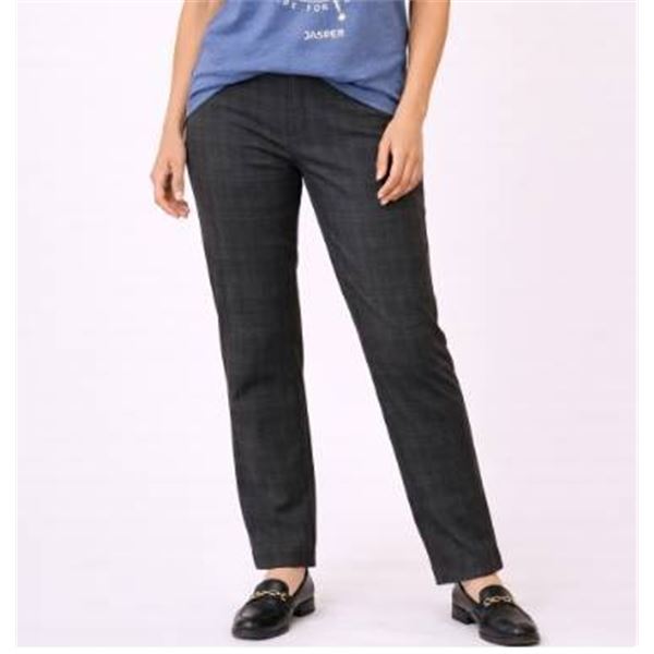 Hilary Radley Women’s Pants, Size 14, Gray Plaid, Polyester Blend