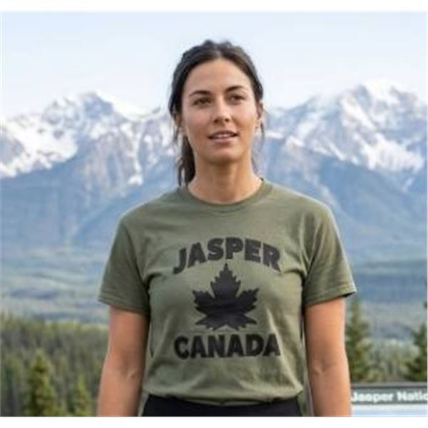 Gildan Heavy Cotton Green T-Shirt, Jasper Canada Design, Size S