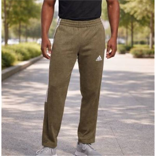 Adidas XL/TG Athletic Pants in Olive Green With White Stripes