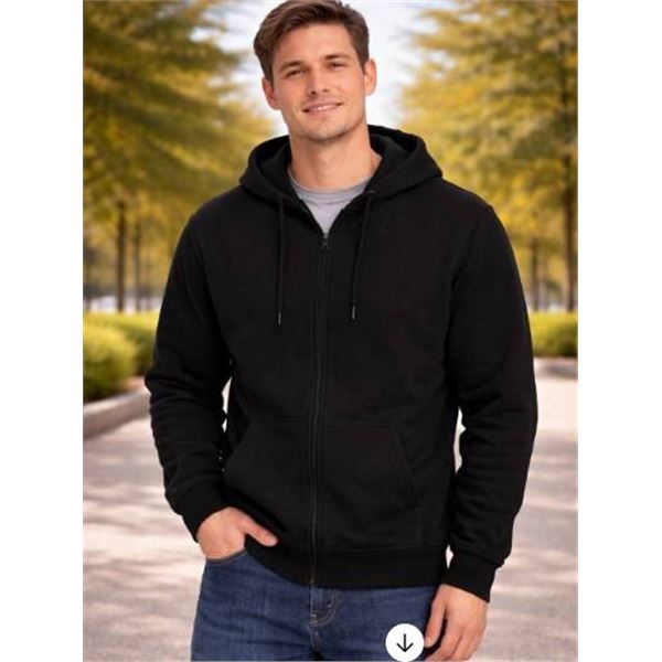 BC Clothing Co. Men’s Black Full-Zip Hoodie – Size XL/TG