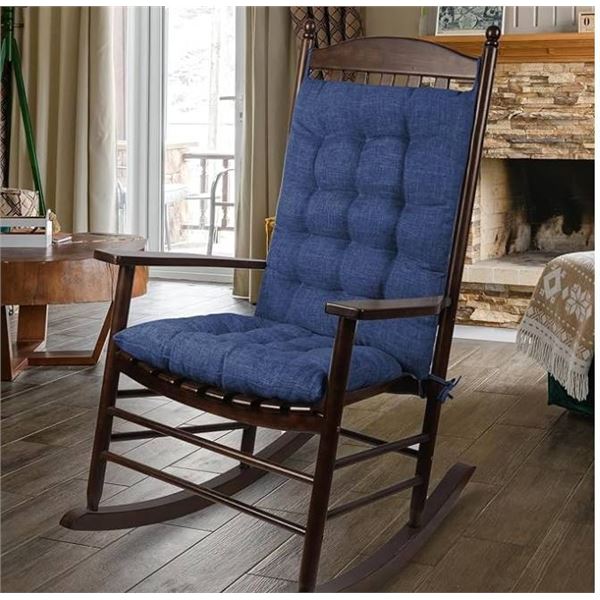 ELFJOY Extra Large Rocking Chair Cushion Thick Linen Chair Pads Back and Seat Cushion 2 Piece Set wi