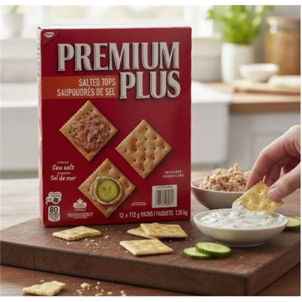 Premium Plus Salted Tops Crackers, 1.35 kg, 12 x 112 g