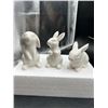 Image 2 : Three White Ceramic Animal Figurines Featuring Rabbits and a Dog