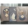 Image 4 : 3 Abstract Flower Wall Art Panels with Wooden Frames, Model X004FFMELZ