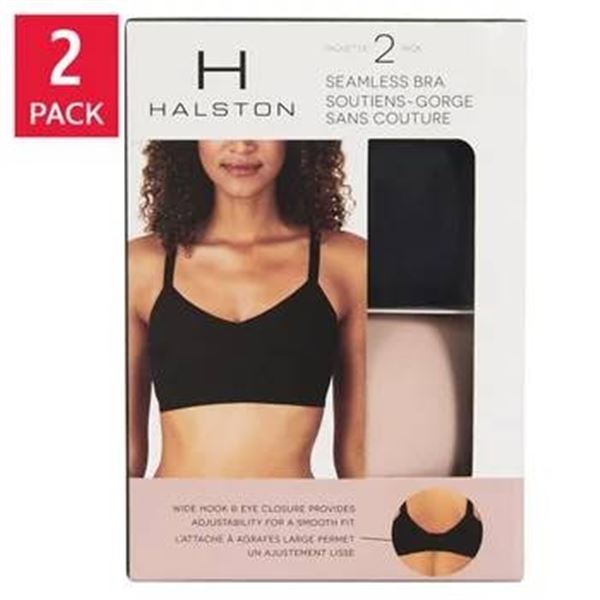 Halston Seamless Bra 2-Pack, Size L/G, in Black and Beige