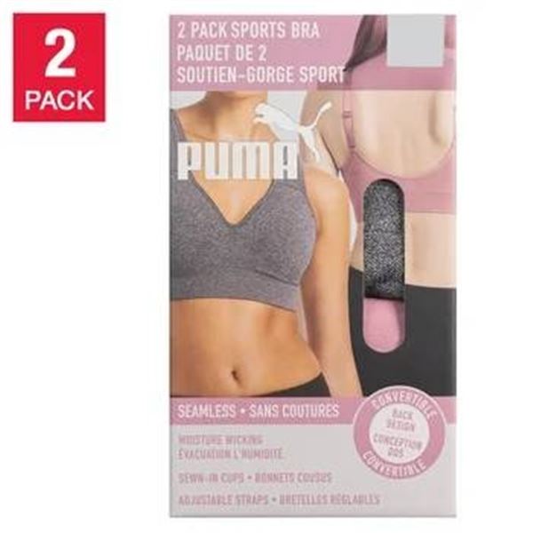 PUMA Seamless Sports Bra, 2-Pack, XL/TG