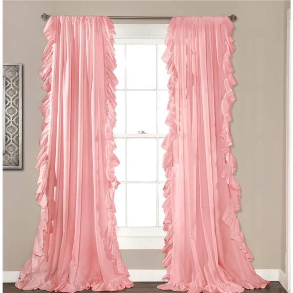 Lush Decor Reyna Ruffle Window Curtain Panel Set, Pair, 54″ W x 84″ L, Pink [x=#82