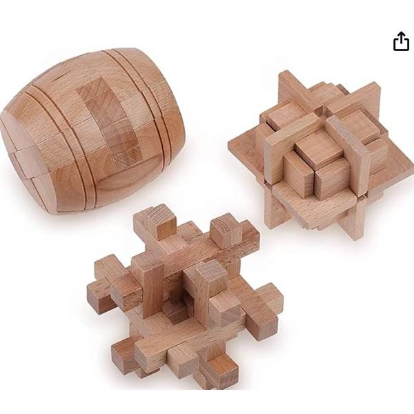 SharpBrain Zone 3D Wooden Adults and Teens Puzzle Games – Set of 3