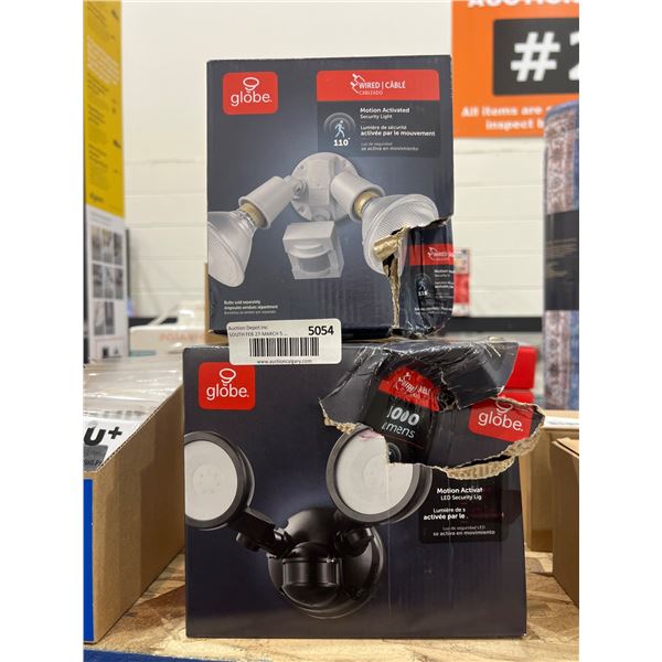 Globe Electric Motion-Activated Security Floodlights, Wired, Dual Heads