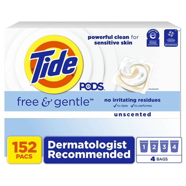 Tide Pods Free & Gentle Unscented, 152 Pods Total