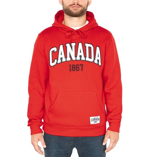 Red Canada 1867 Hoodie Featuring Front Pouch Pocket, Size XL/TG