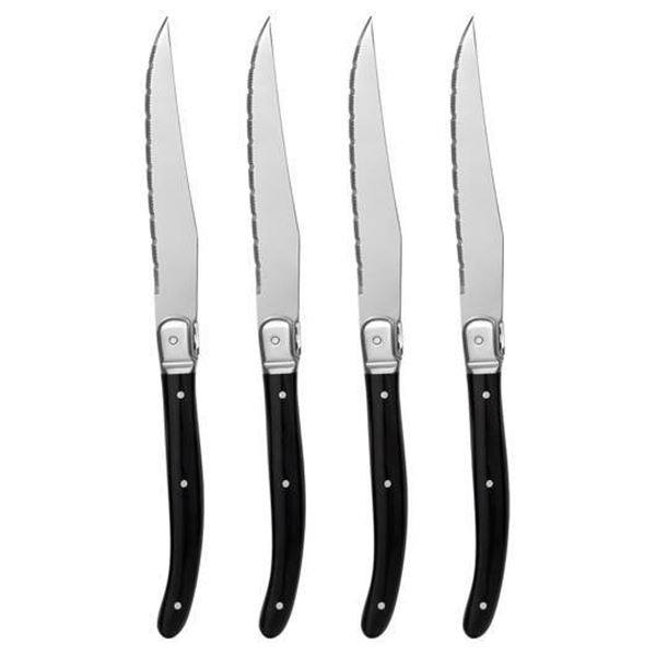 8 Couteaux Stainless Steel Steak Knives With Black Handles