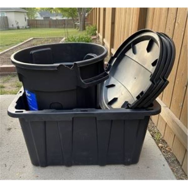 RONA 27-Gallon Plastic Storage Box and VALU+ 80L Garbage Can