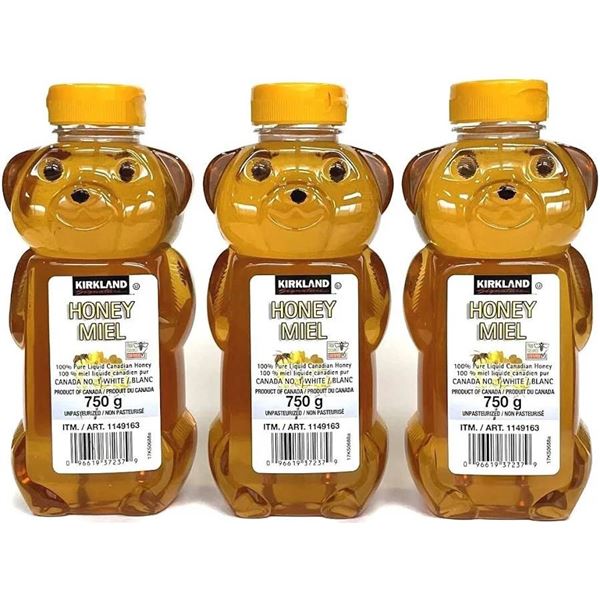 Kirkland Signature Honey in 750g Bear-Shaped Bottles (Set of 3)