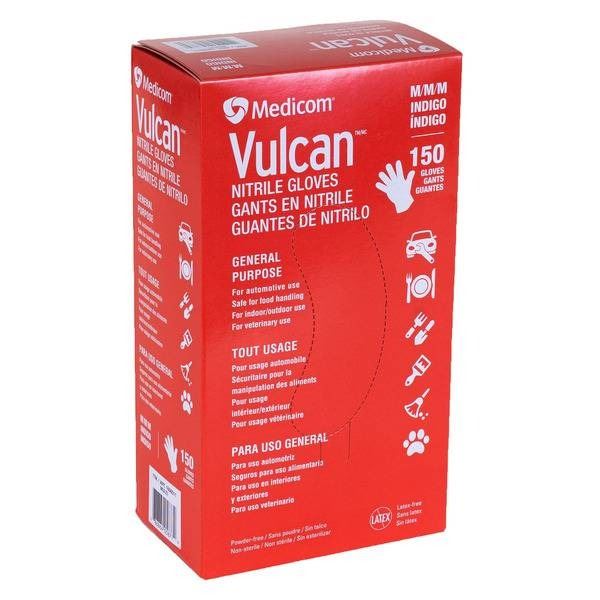 Lot of 2 boxes – Medicom Vulcan Nitrile Gloves, M/M, Indigo, 150 Gloves Per Unit