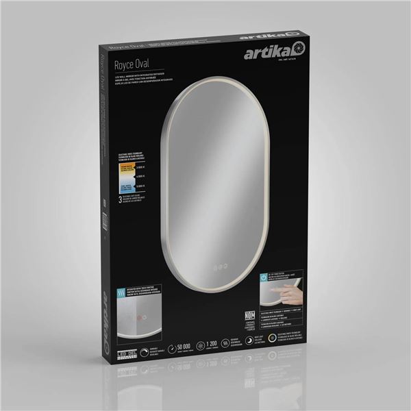 Artika Royce Oval LED Mirror With Integrated Defogger