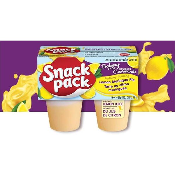 Lot of 12 – Snack Pack Lemon Meringue Pie Pudding Cups, 4 x 99 g Each
