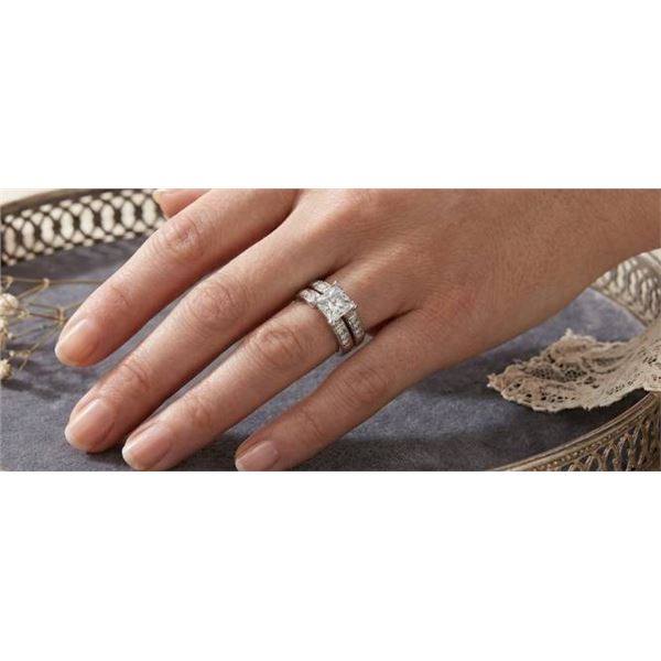 Princess Cut 1.0 Carat Solitaire two ring wedding set size 7