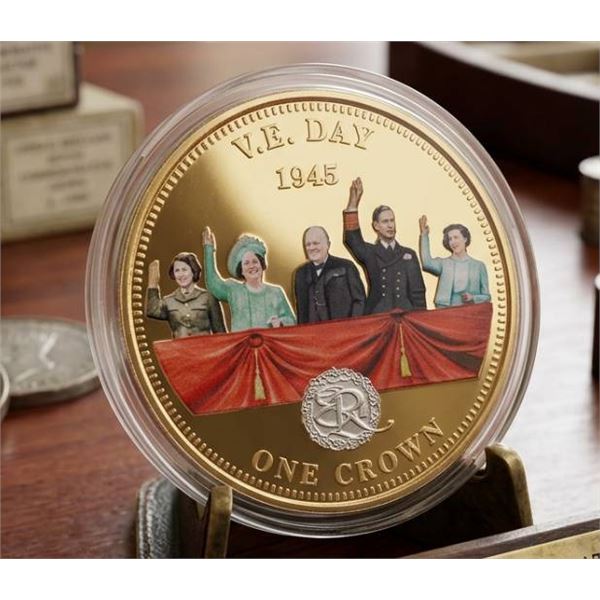 2014 V.E. Day 1945 One Crown Commemorative Coin Featuring Queen Elizabeth II