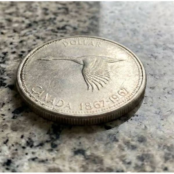 1967 Canada Centennial Silver Dollar with Goose Design