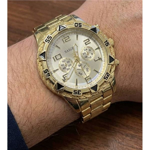Saigon Quartz Chronograph Watch with Gold-Tone Bracelet