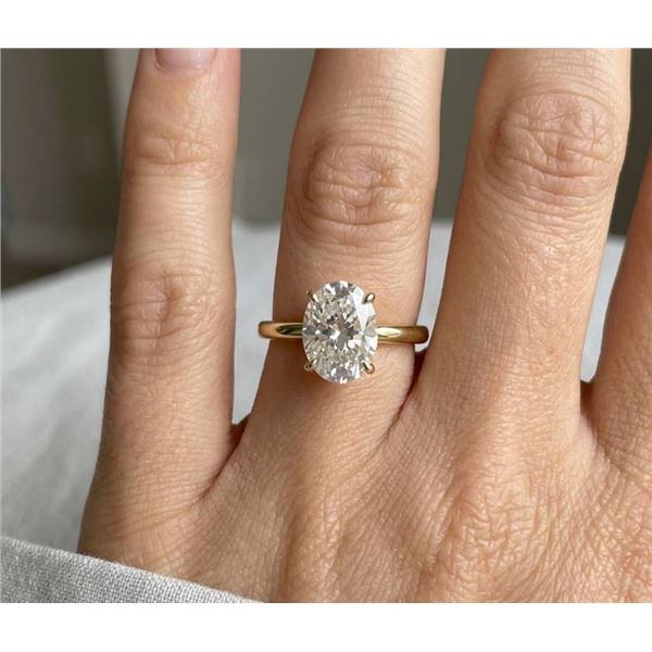 Ladies 14K GP 2.1 Carat Oval Cut Solitaire Ring