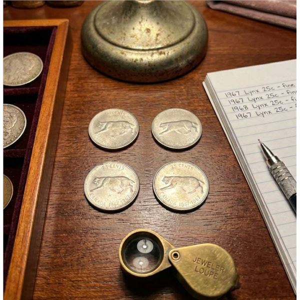 Lot of 4 Canadian 25-Cent Coins Commemorating 1867-1967