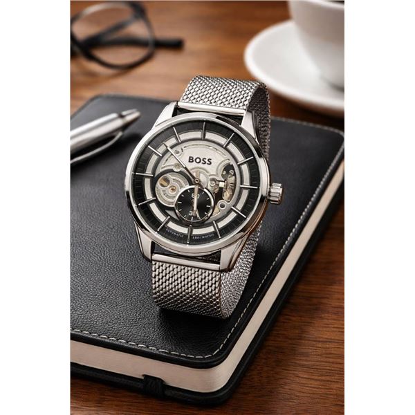 Hugo Boss Automatic Stainless Steel Men’s Wristwatch, 5 ATM Water Resistance